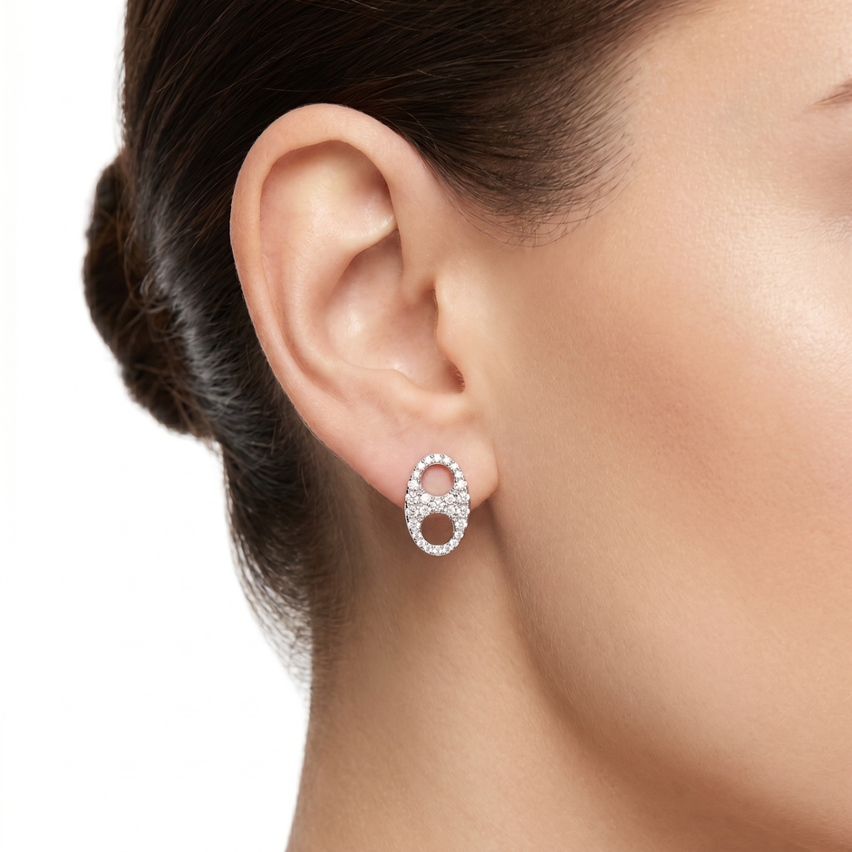 Women Eagle Logo Silver Earrings