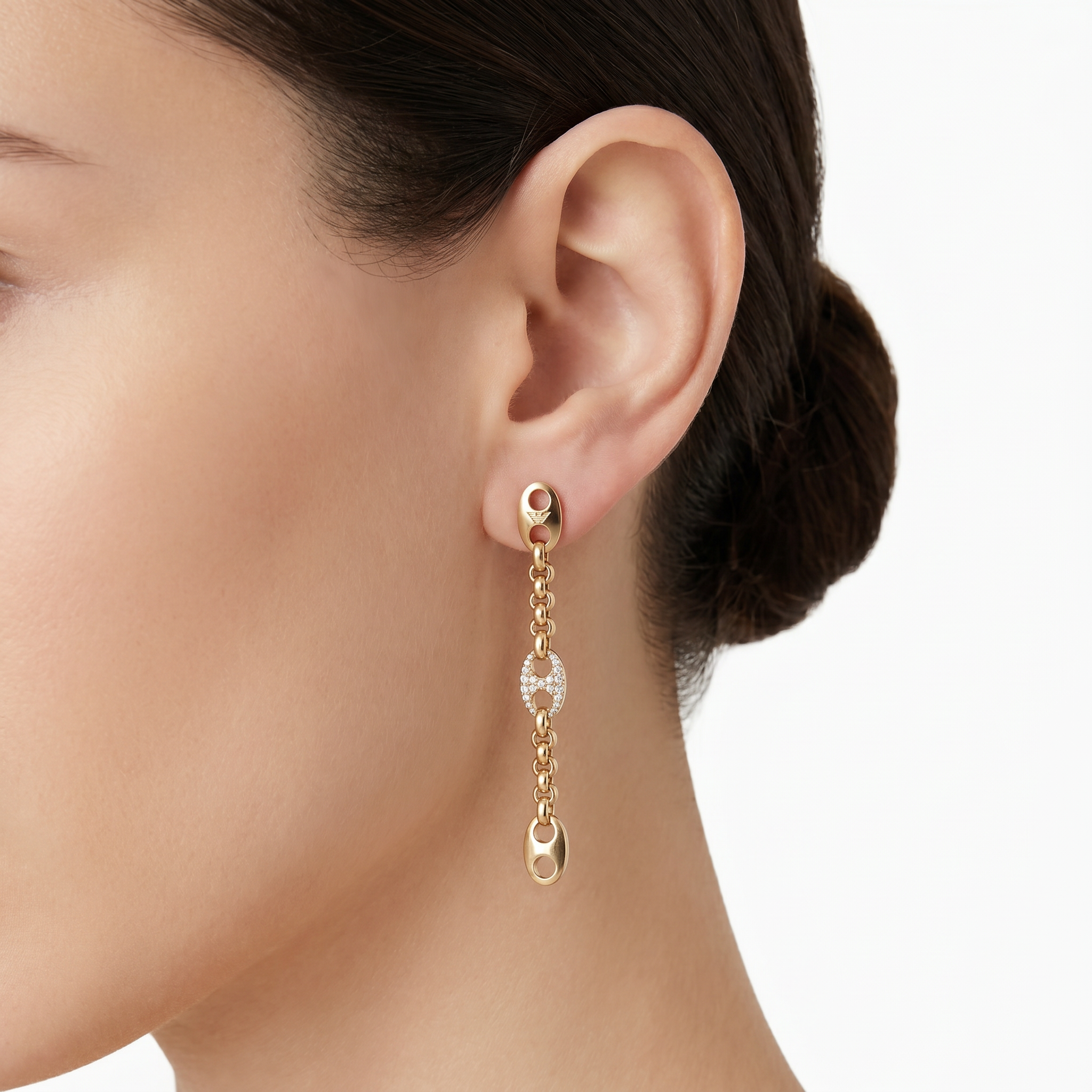 Women Eagle Logo Gold Earrings