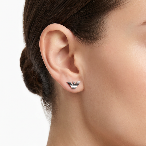 Men Eagle Logo Silver Earring