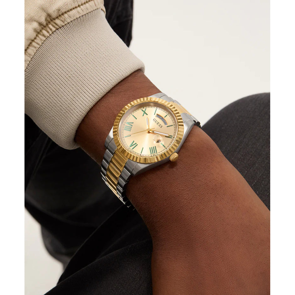 Men Guess Dress Two Tone Watch