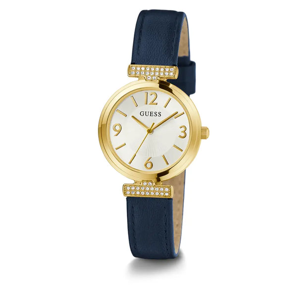 Women Guess Bejeweled Blue Watch