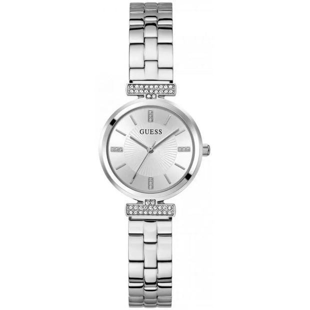 Women Guess Bejeweled Silver Watch