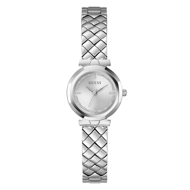 Women Guess Bejeweled Silver Watch