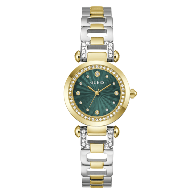 Women Guess Bejeweled Two Tone Watch