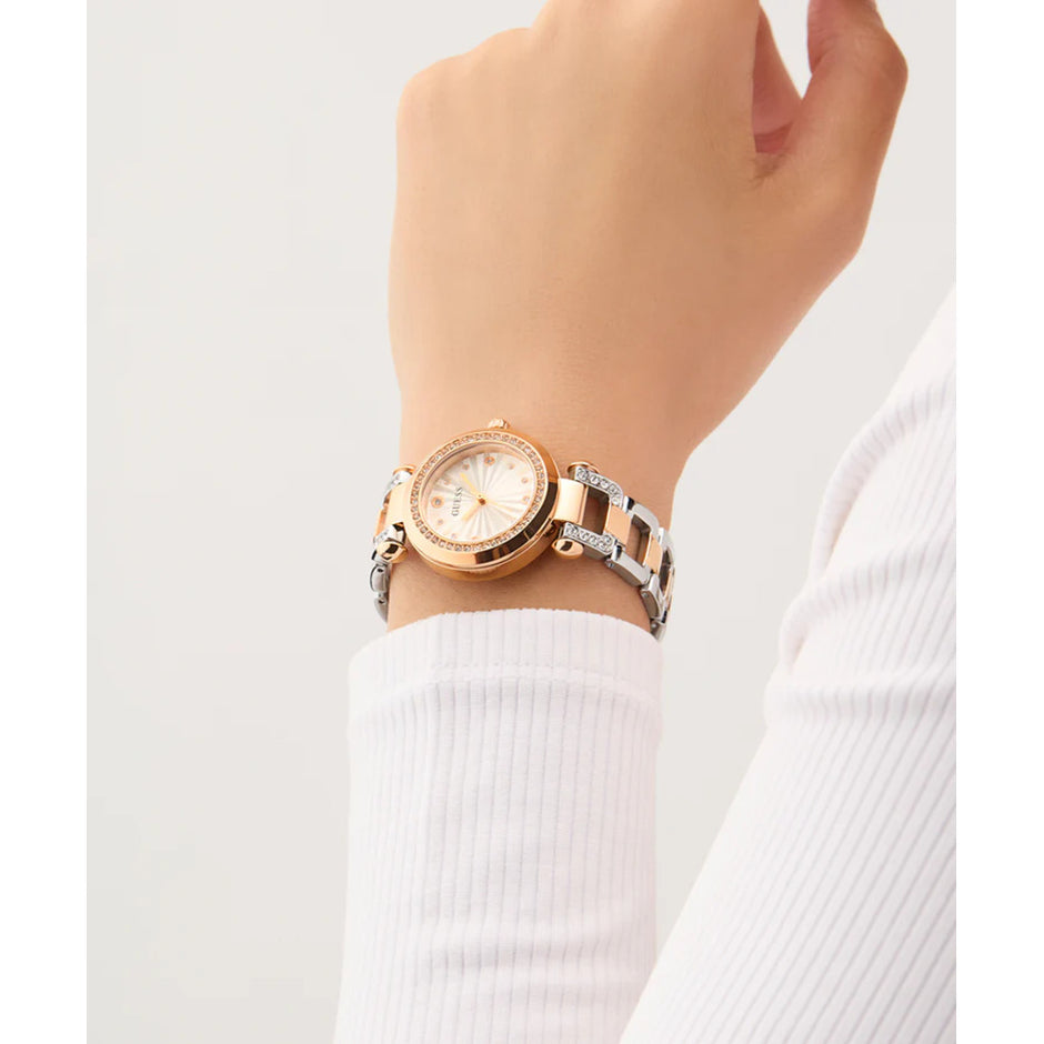 Women Guess Bejeweled Two Tone Watch