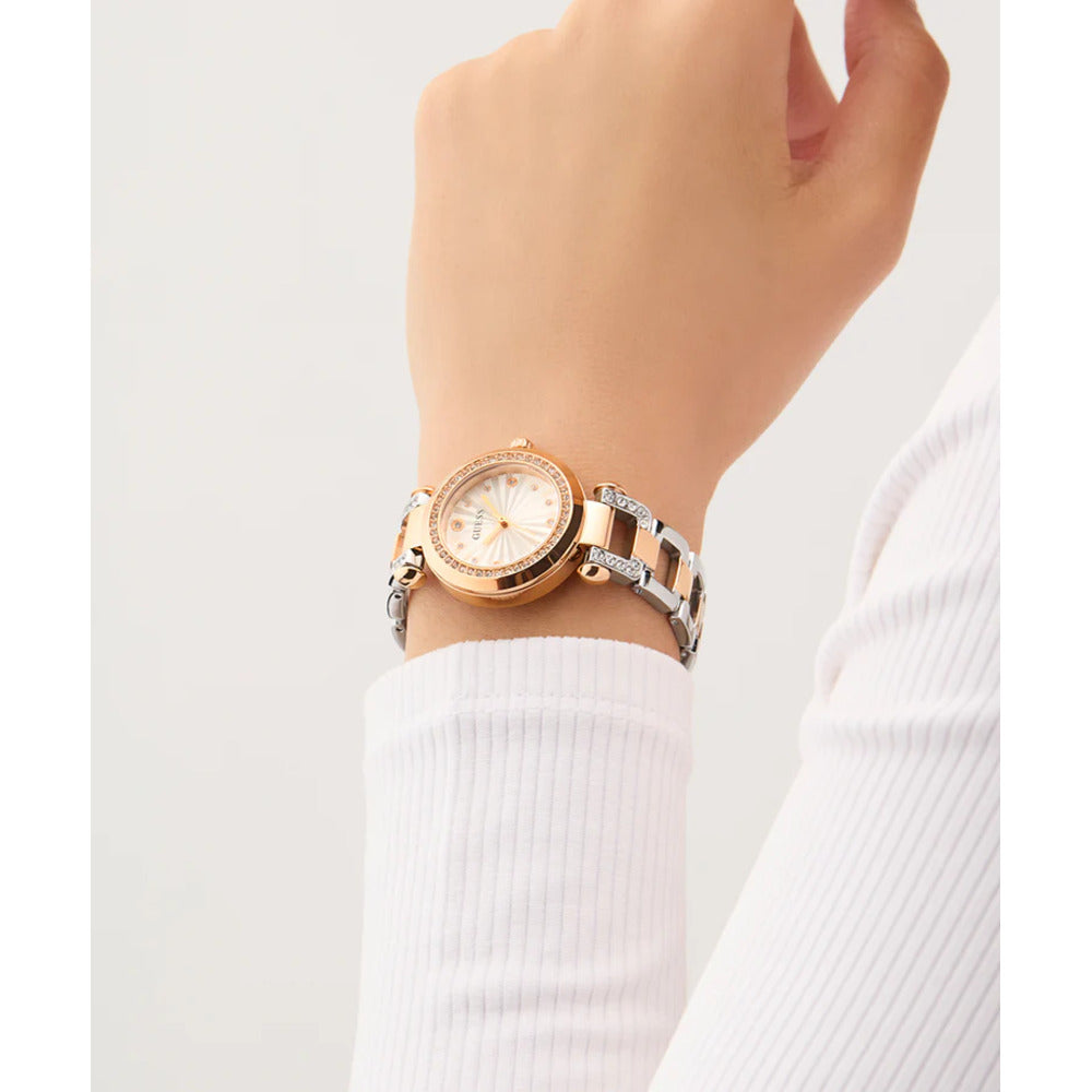 Women Guess Bejeweled Two Tone Watch