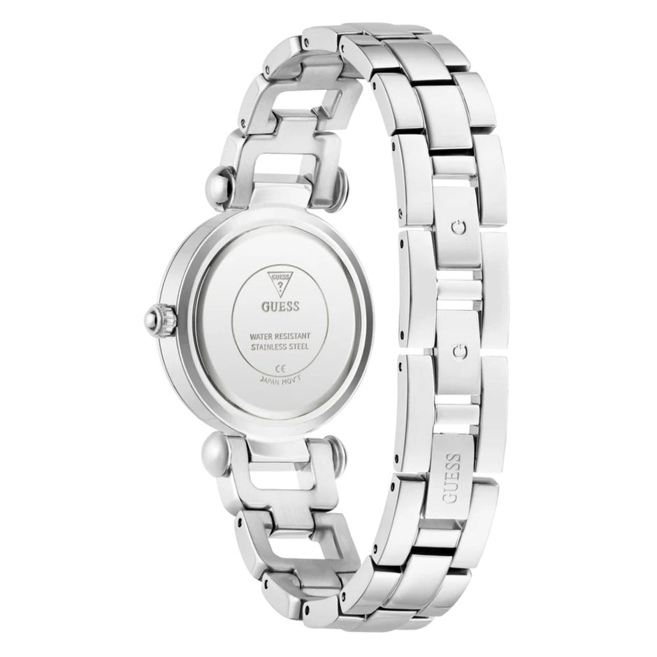 Women Guess Bejeweled Silver Watch