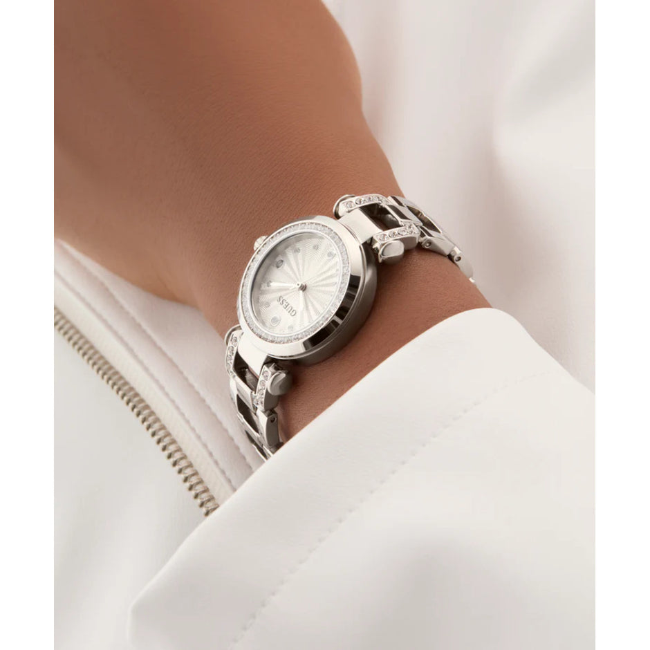 Women Guess Bejeweled Silver Watch