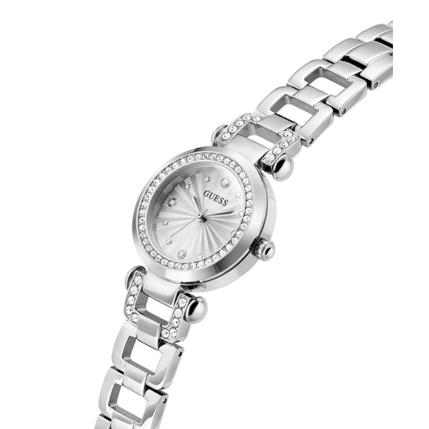 Women Guess Bejeweled Silver Watch