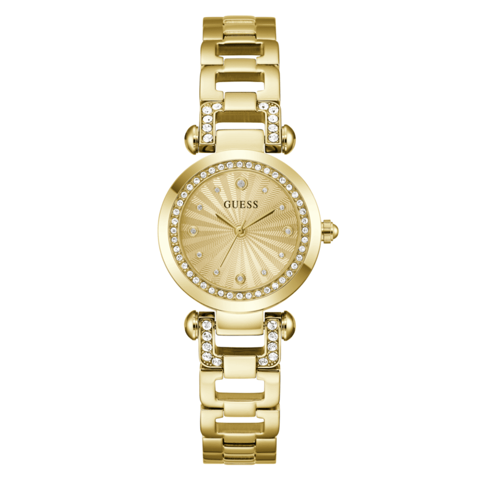 Women Guess Bejeweled Gold Watch