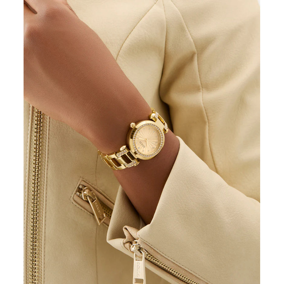 Women Guess Bejeweled Gold Watch