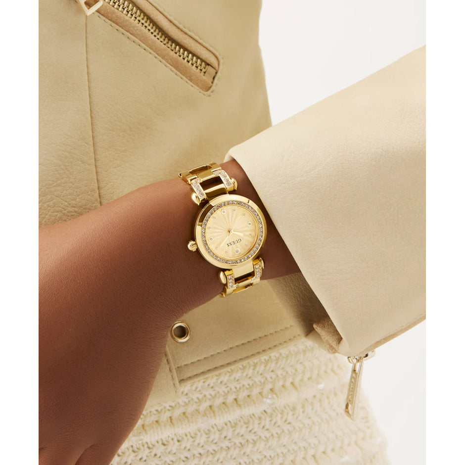 Women Guess Bejeweled Gold Watch