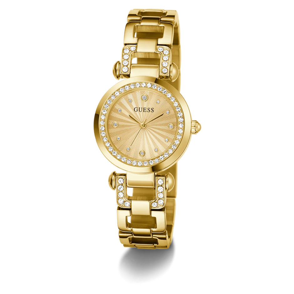 Women Guess Bejeweled Gold Watch