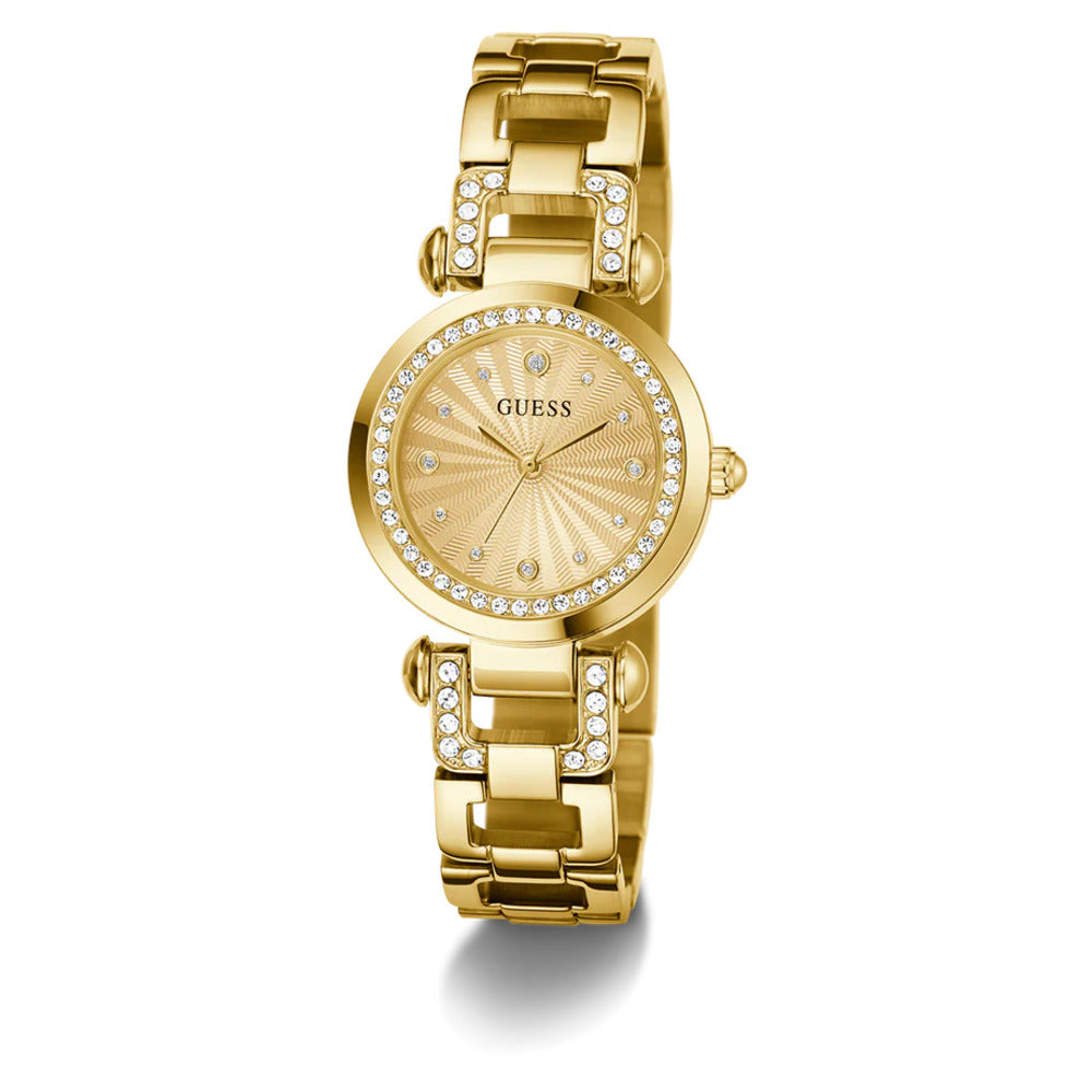 Women Guess Bejeweled Gold Watch