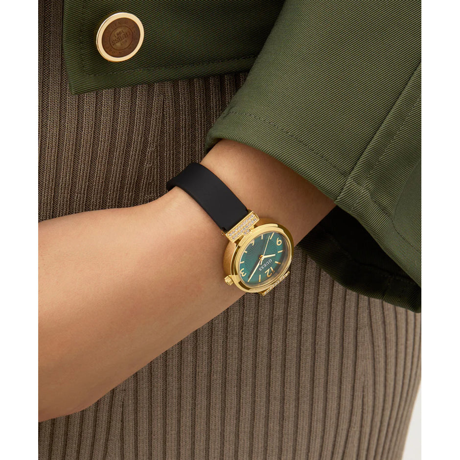 Women Guess Bejeweled Black Watch