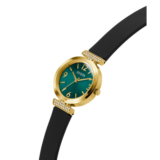 Women Guess Bejeweled Black Watch
