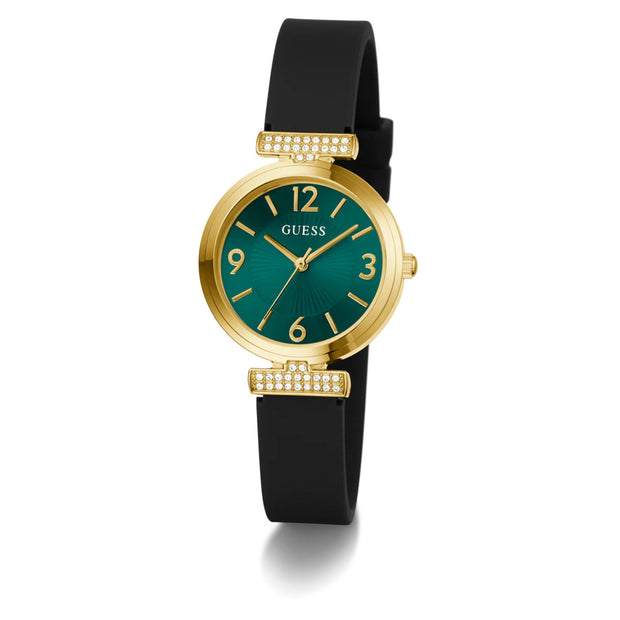 Women Guess Bejeweled Black Watch