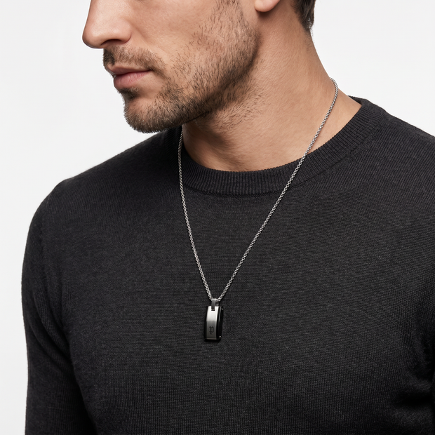 Men Ceramica I Silver Necklace