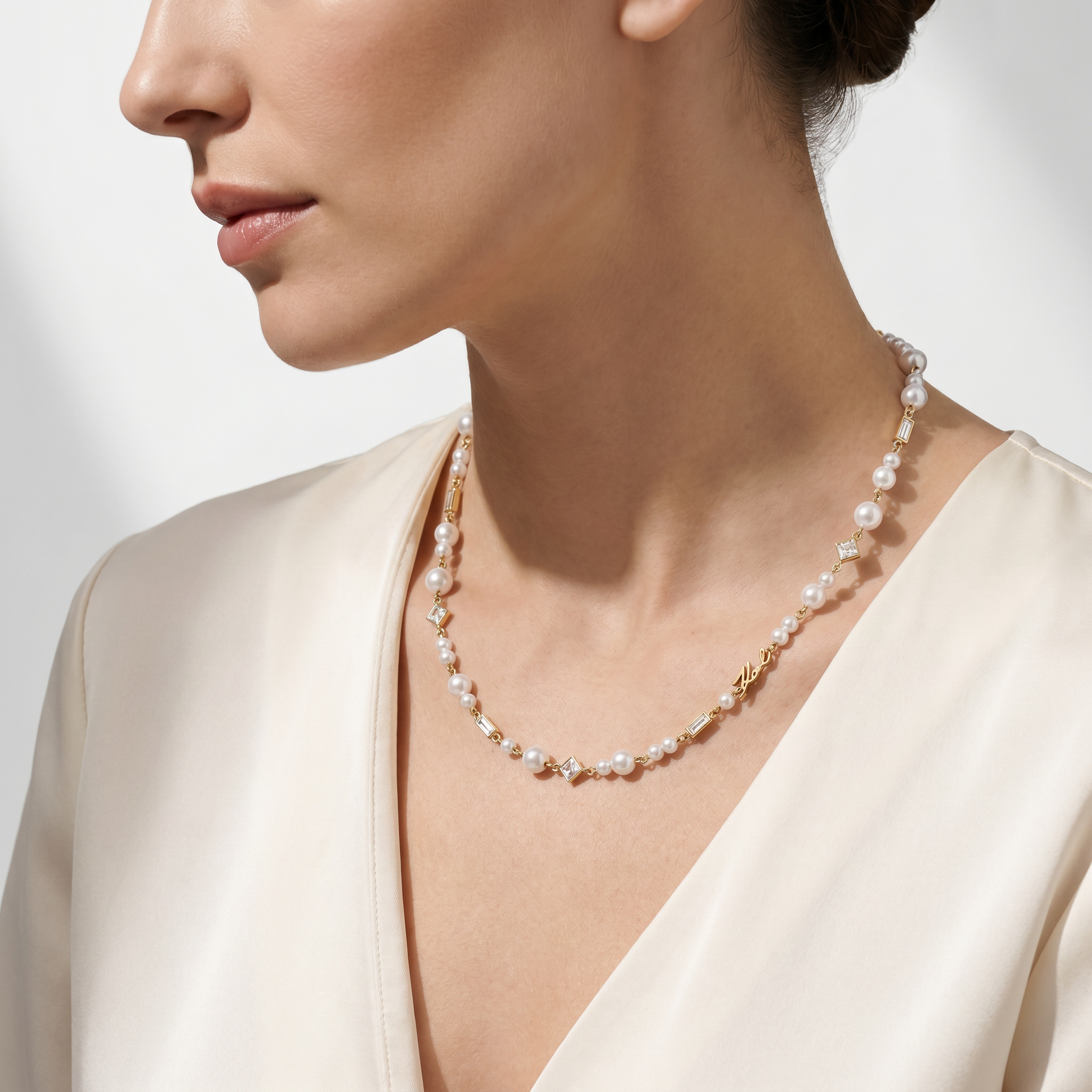 Women Pearl Gold Necklace