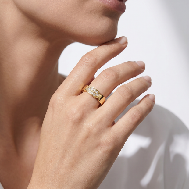 Women Crystals Gold Ring
