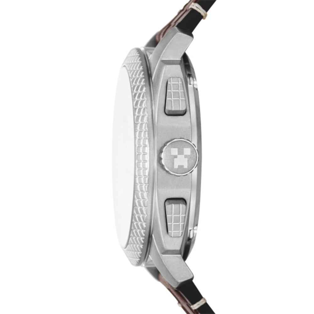 Men Minecraft Silver Watch