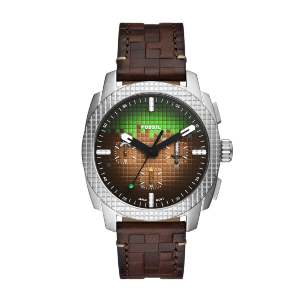 Men Minecraft Silver Watch