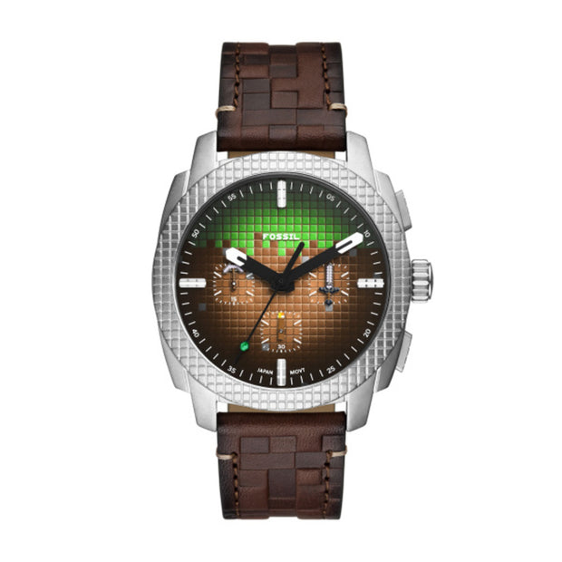 Men Minecraft Silver Watch