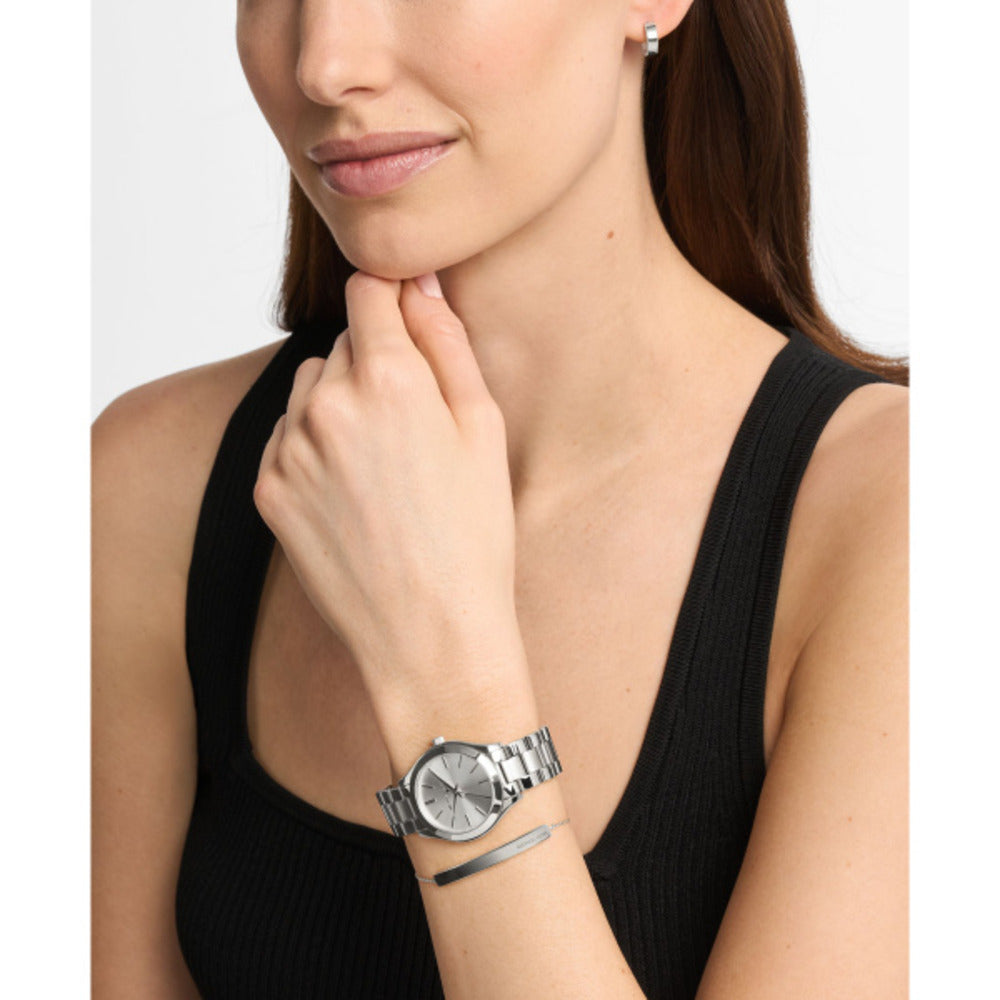 Women Slim Runway Silver Watch