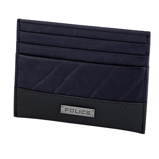 Police Tolerance Men Blue Leather Card Case