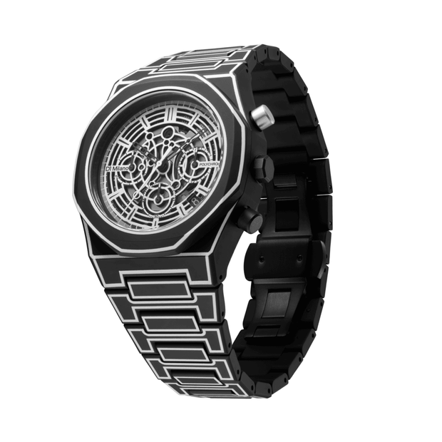 Unisex Black Sketch Watch