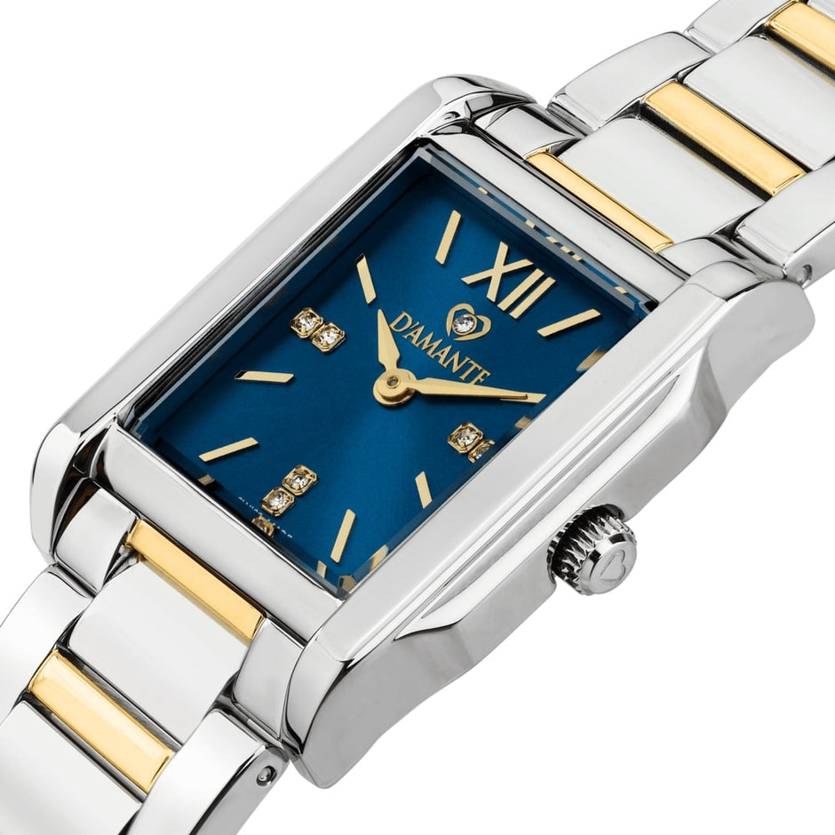 Women Square Two Tone Watch