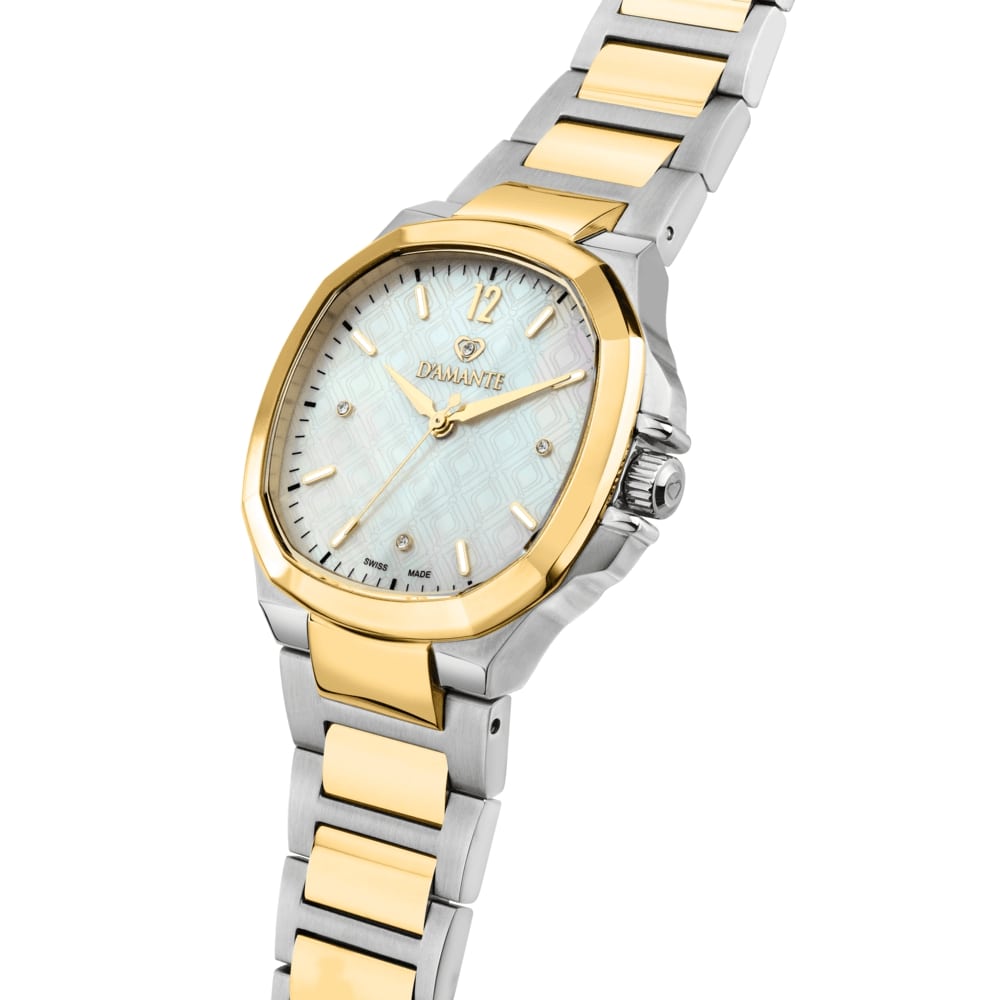 Women Faceted Gold/Silver 34mm Watch