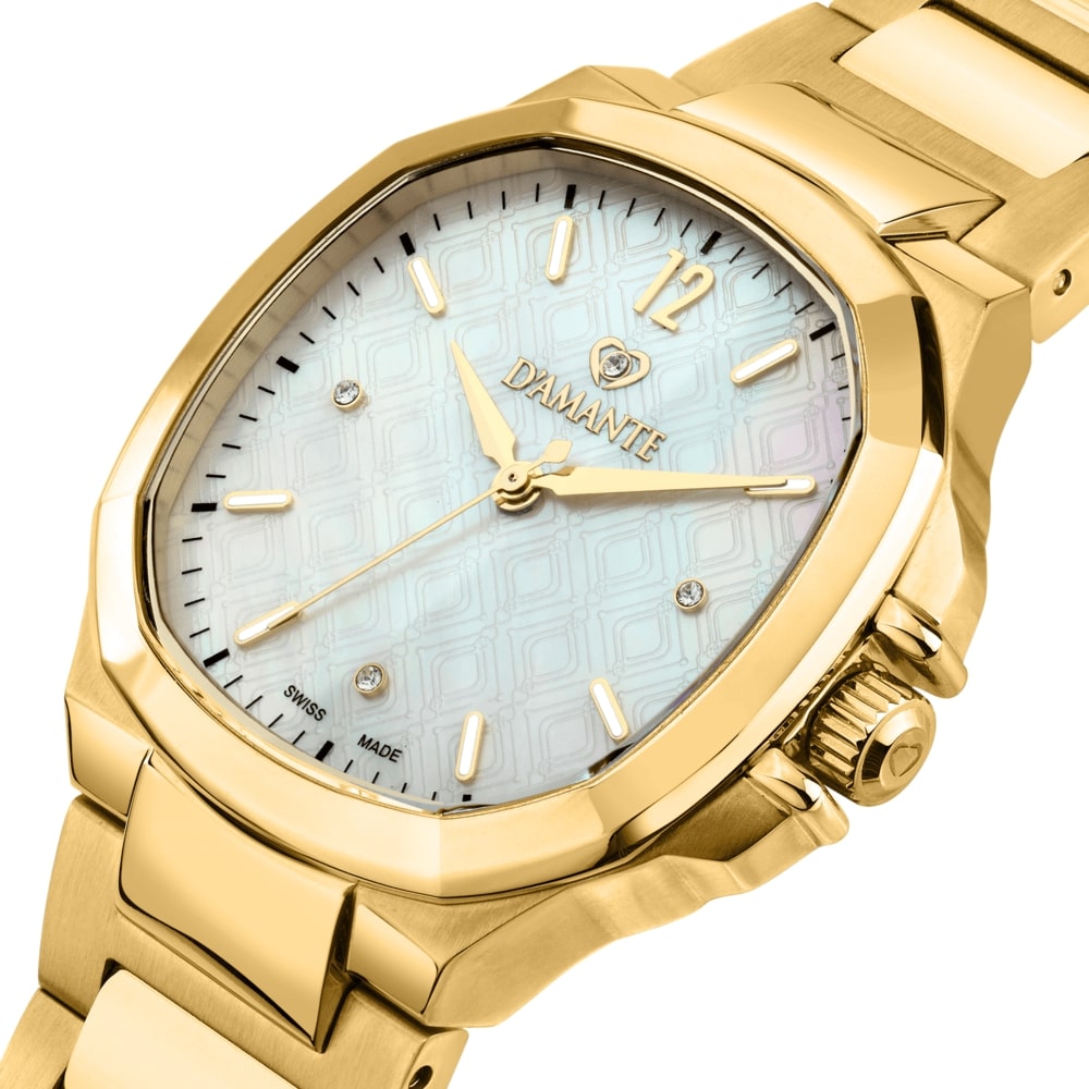 Women Faceted Gold 34mm Watch