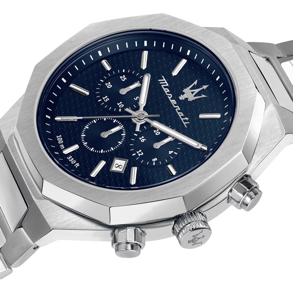 Men Stile Silver 45mm Watch