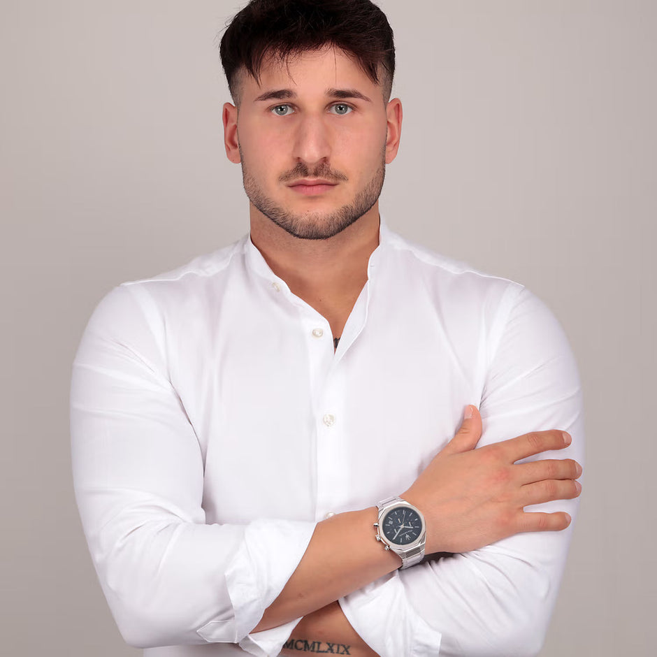 Men Stile Silver 45mm Watch