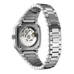 Men Square Skeleton Silver Watch