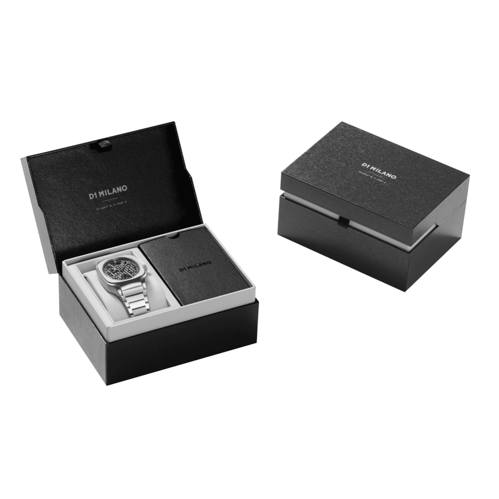 Men Square Skeleton Silver Watch