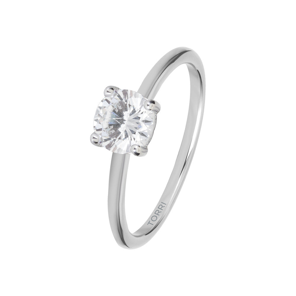 Women Solitaire Crystal White Ring