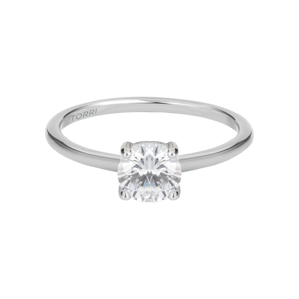 Women Solitaire Crystal White Ring