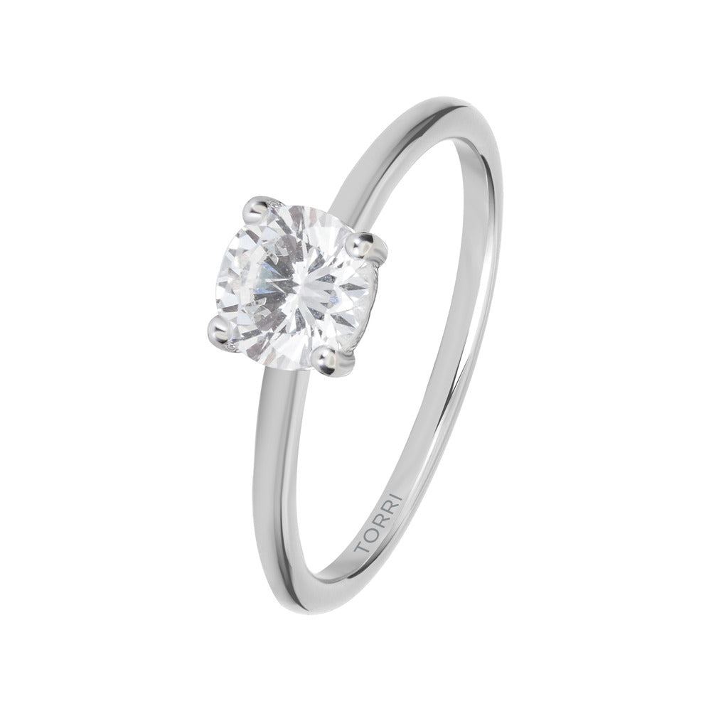 Women Solitaire Crystal White Ring