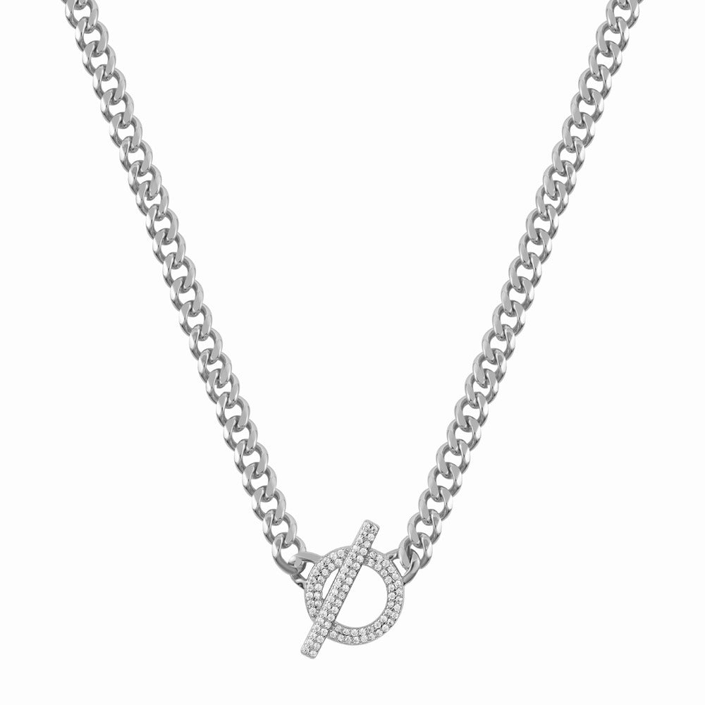 Women O Crossed White Necklace