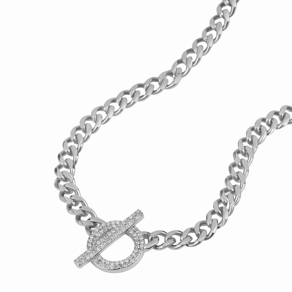 Women O Crossed White Necklace