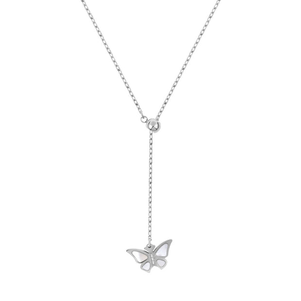 Women Butter Fly Silver Necklace