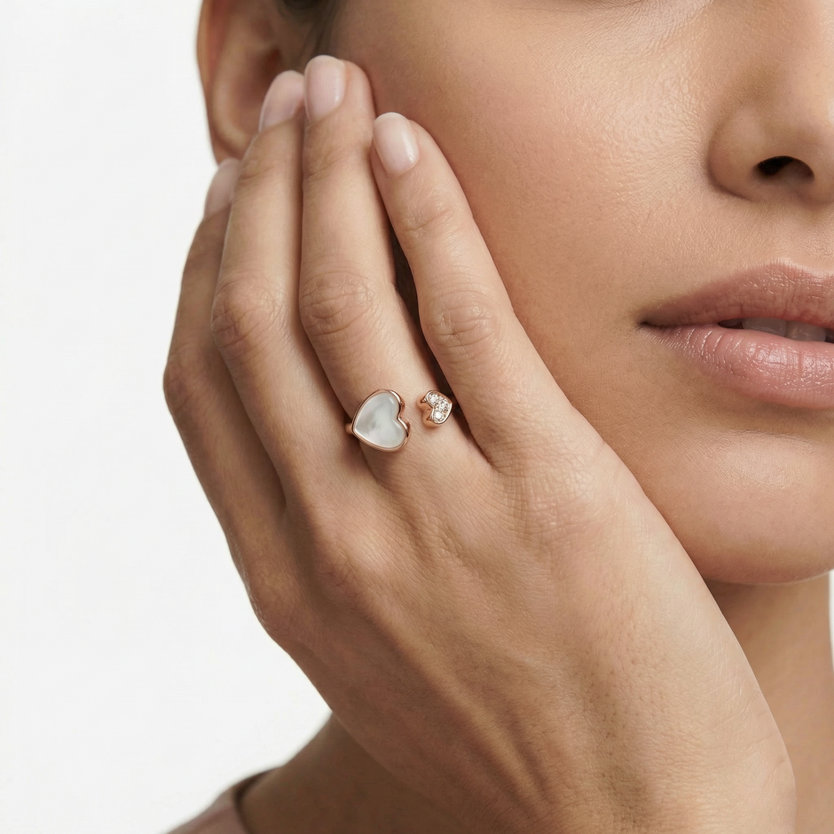 خاتم نسائي من الذهب الوردي