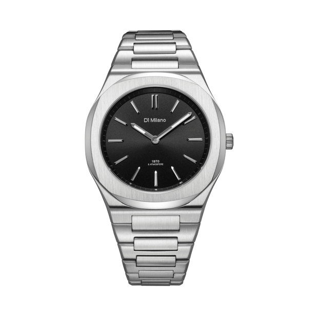 Unisex Groovy Black Silver Watch
