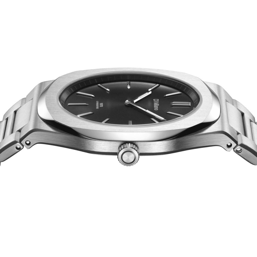Unisex Groovy Black Silver Watch