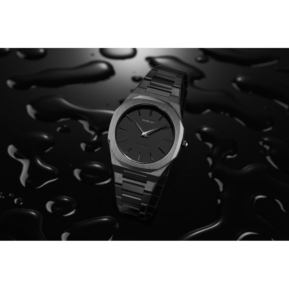 Men Ultra Thin Black Watch