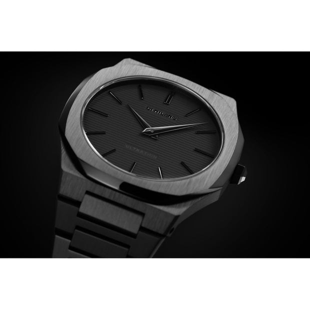 Men Ultra Thin Black Watch