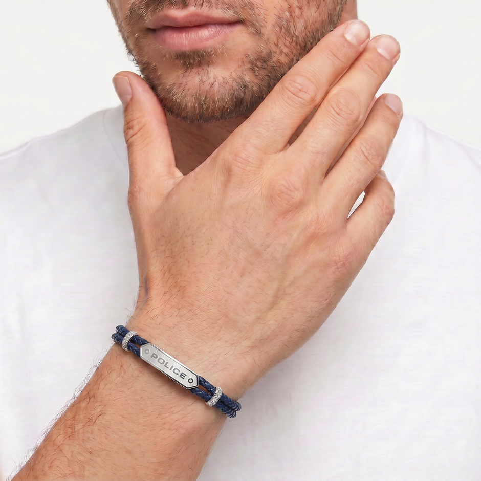 Men Twincord Navy Bracelet
