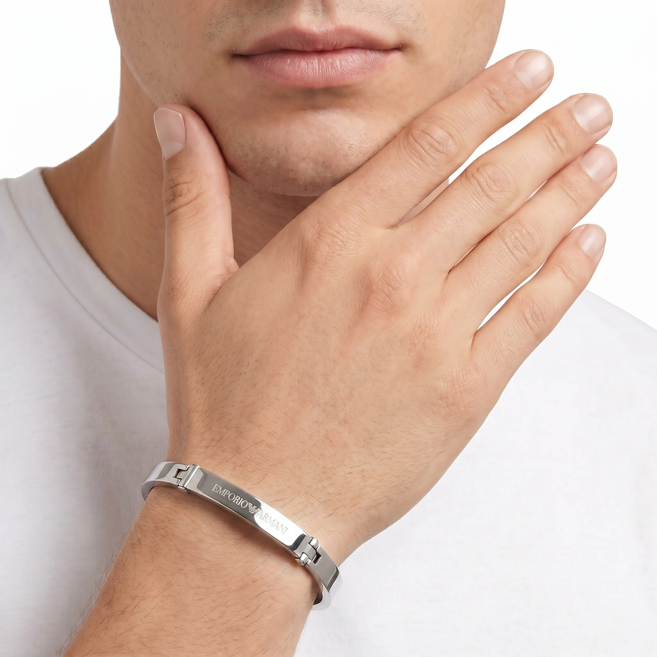 Men Eagle Logo Silver Bracelet